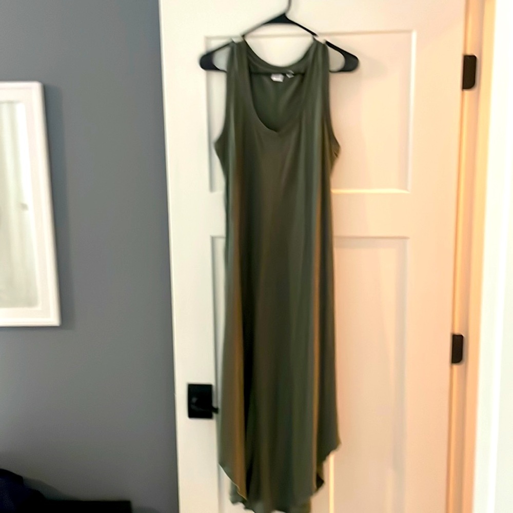 Gap midi scoop neck shirt dress with raw hem